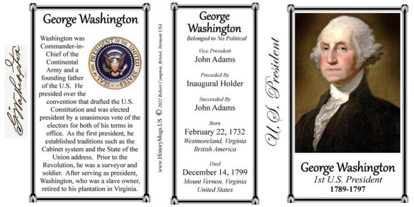 George Washington, US President biographical history mug tri-panel.