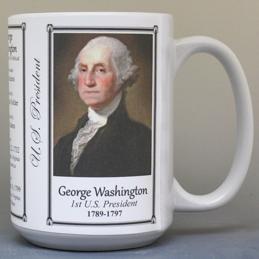 George Washington, US President biographical history mug.
