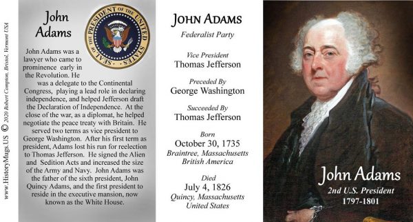 John Adams, US President biographical history mug tri-panel.