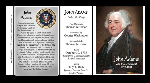 John Adams, US President biographical history mug tri-panel.