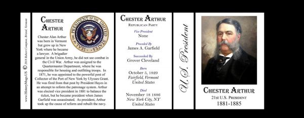 U.S. President Chester A. Arthur history mug tri-panel.