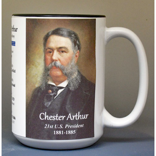 Chester A. Arthur, US President biographical history mug.