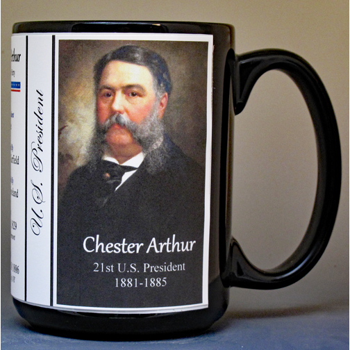 Chester A. Arthur, US President biographical history mug.