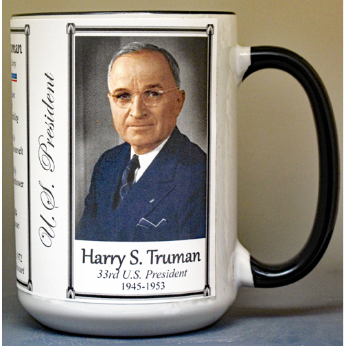 Harry Truman, US President biographical history mug.