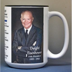 Dwight Eisenhower, US President biographical history mug.
