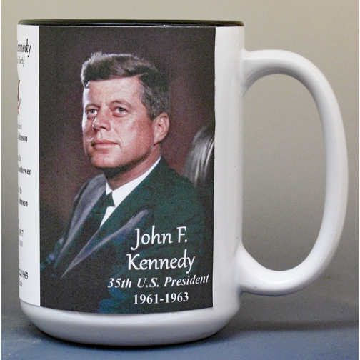 John F. Kennedy, US President biographical history mug.