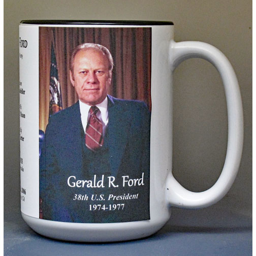 Gerald R. Ford, US President biographical history mug.
