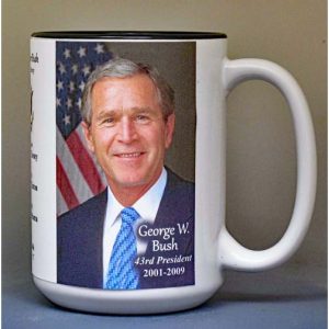 George W. Bush, US President biographical history mug.
