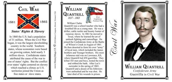 William Quantrill, US Civil War history mug tri-panel.