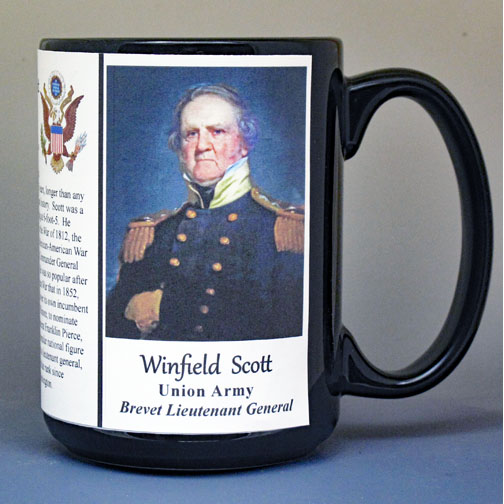 Winfield Scott, Brevet Lieutenant General, US Civil War biographical history mug.