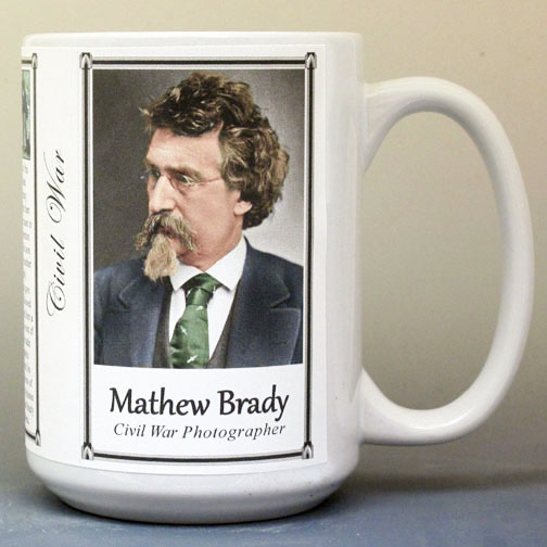 Mathew Brady, US Civil War biographical history mug.