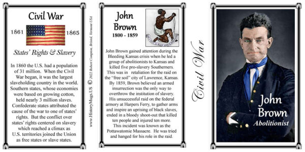 John Brown, US Civil War biographical history mug tri-panel.