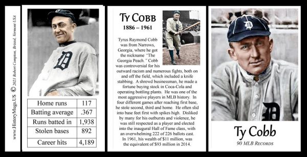 Ty Cobb, baseball biographical history mug.