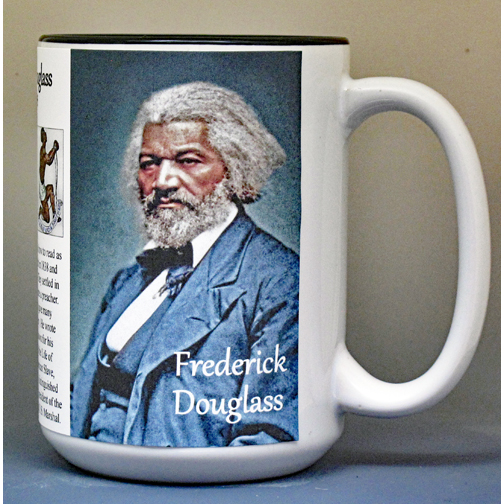 Frederick Douglass, US Civil War Union abolitionist biographical history mug.