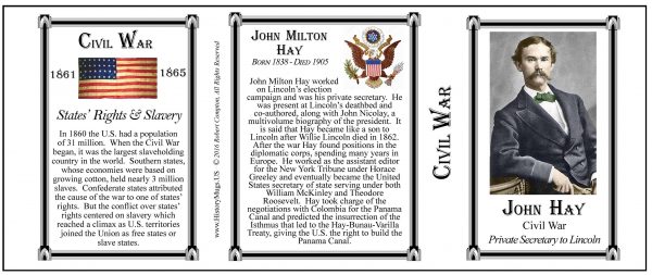 John Hay Civil War history mug tri-panel.