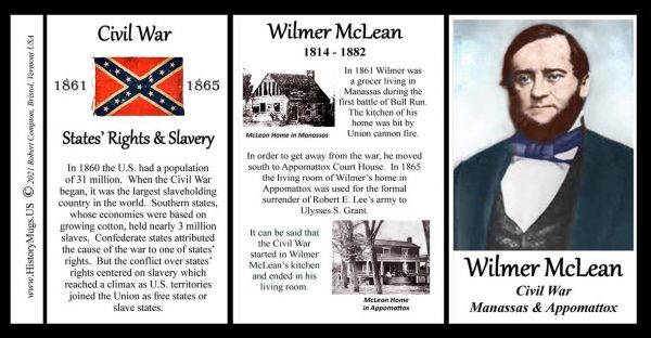 Wilmer McLean, Civil War Confederate civilian biographical history mug tri-panel.