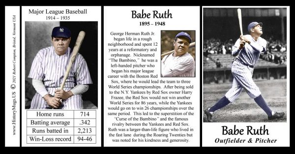Babe Ruth baseball biographical history mug tri-panel.