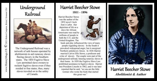 Harriet Beecher Stowe Civil War abolitionist and author biographical history mug tri-panel.