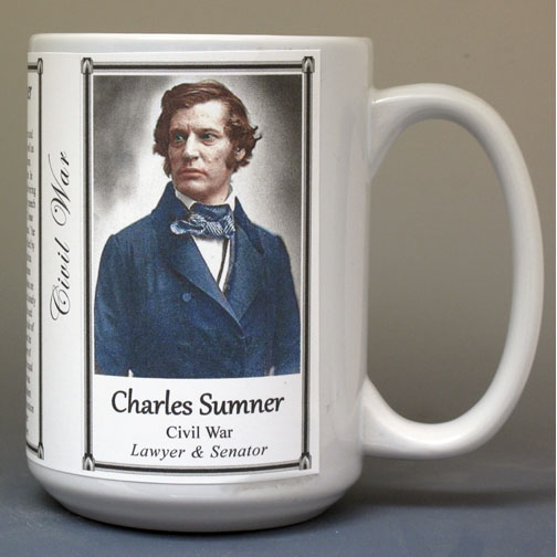 Charles Sumner, US Civil War, lawyer and senator biographical history mug.