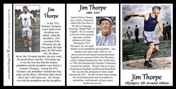 Jim Thorpe, Olympics biographical history mug tri-panel.
