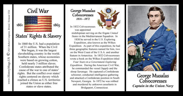 George Musalas Colvocoresses Civil War Union Army biographical history mug tri-panel.