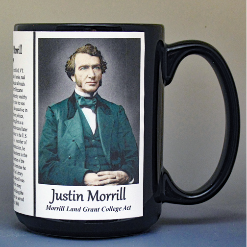 Justin Smith Morrill, Vermont biographical history mug.