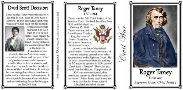 Roger Taney Civil War Union civilian biographical history mug tri-panel.