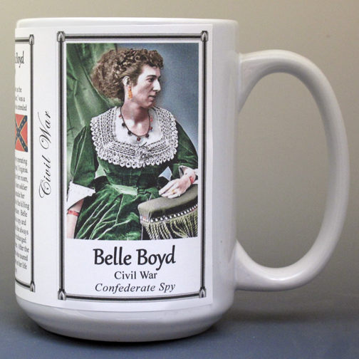 Isabella “Belle” Boyd, US Civil War Confederate spy biographical history mug.