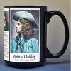 Annie Oakley, "Little Miss Sure Shot" biographical history mug.