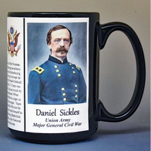 Daniel Sickles, Major General Union Army, US Civil War biographical history mug.