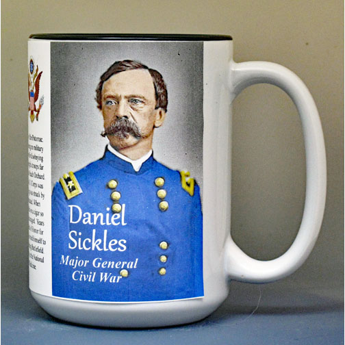 Daniel Sickles, Major General Union Army, US Civil War biographical history mug.