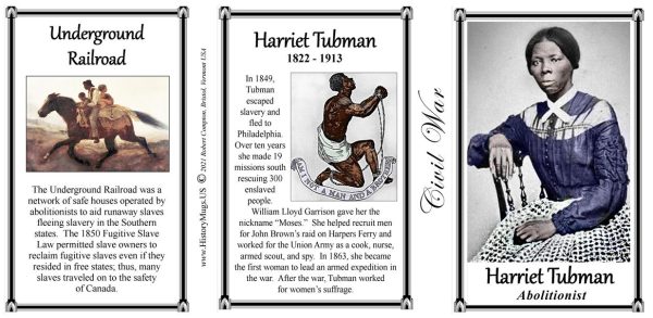 Harriet Tubman, Civil War abolitionist biographical history mug tri-panel.