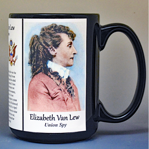 Elizabeth Van Lew, Civil War Union spy biographical history mug.