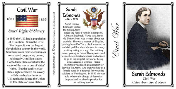 Sarah Edmonds, US Civil War biographical history mug tri-panel.