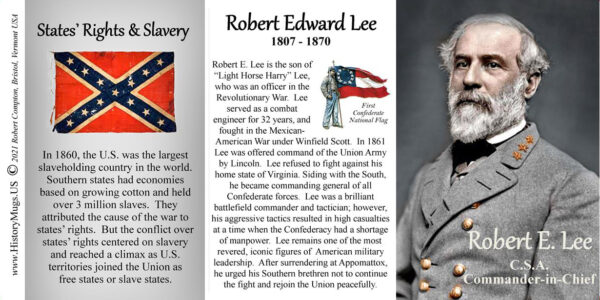 Robert E. Lee, General-in-Chief Confederate Army, US Civil War biographical history mug tri-panel.