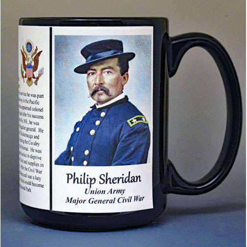 Philip Sheridan, Major General Union Army, US Civil War biographical history mug.