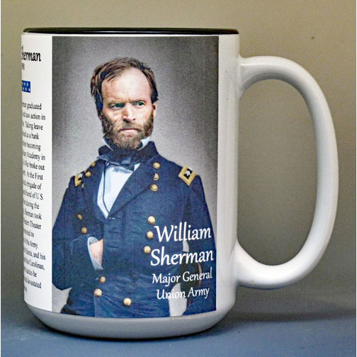 William Tecumseh Sherman, Major General Union Army, US Civil War biographical history mug.