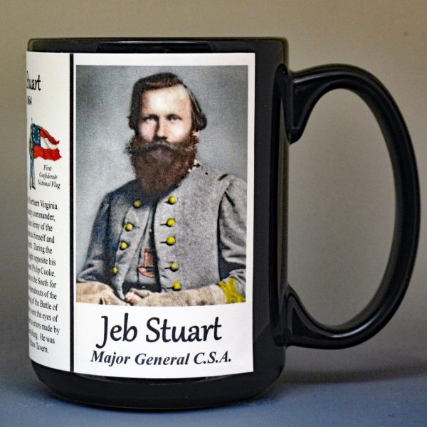 Jeb Stuart, Confederate Army, US Civil War biographical history mug.