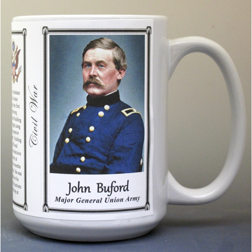 John Buford, Union Army, US Civil War biographical history mug.