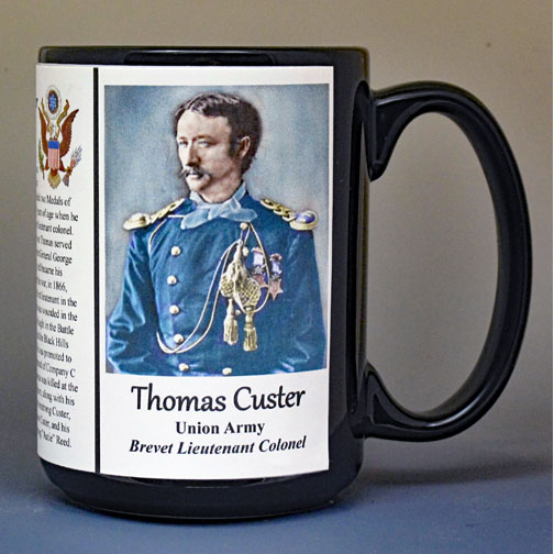 Thomas Custer, Union Army, US Civil War biographical history mug.