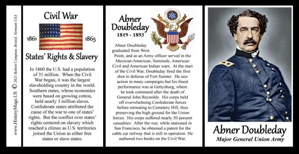 Abner Doubleday, Major General Union Army, US Civil War biographical history mug tri-panel.