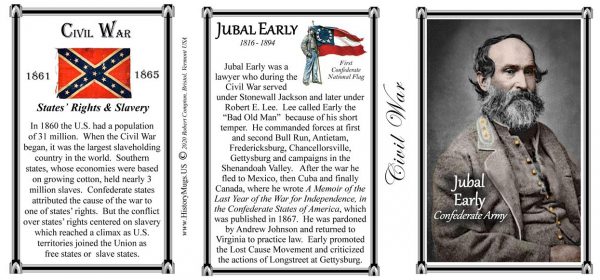 Jubal Early, Major General C.S.A. biographical history mug tri-panel.