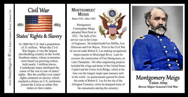 Montgomery Meigs, Union Army, US Civil War biographical history mug tri-panel.