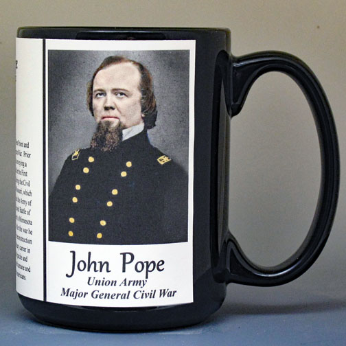 John Pope, Union Army, US Civil War biographical history mug.