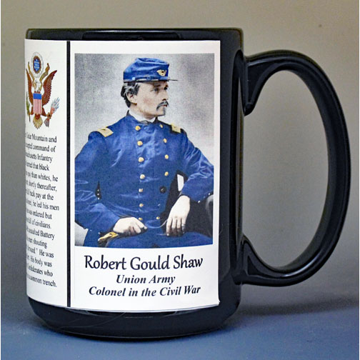 Robert Gould Shaw, Colonel Union Army, US Civil War biographical history mug.
