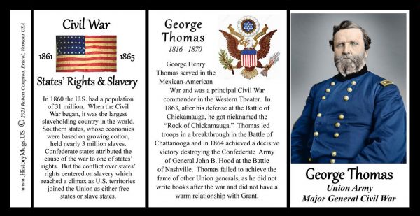 George Thomas, Major General Union Army, US Civil War biographical history mug tri-panel.