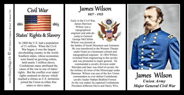 James Wilson, Major General Union Army, US Civil War biographical history mug tri-panel.