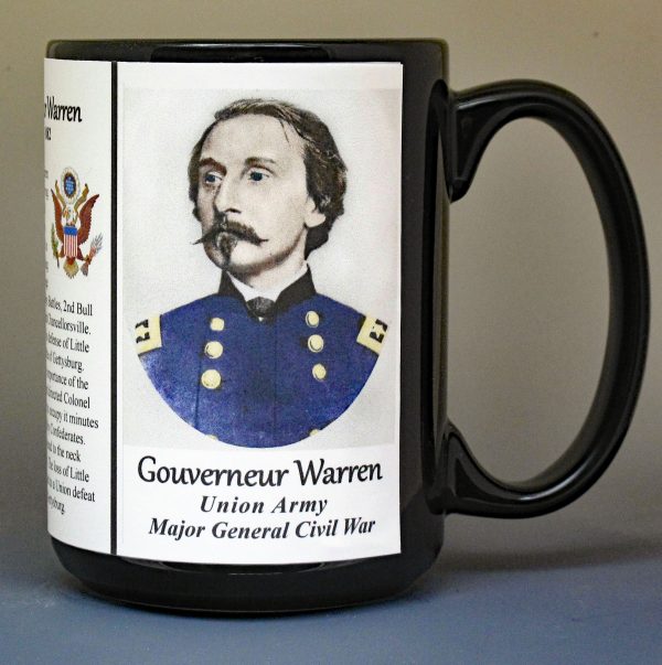 Gouverneur Warren, Major General Union Army, US Civil War biographical history mug.