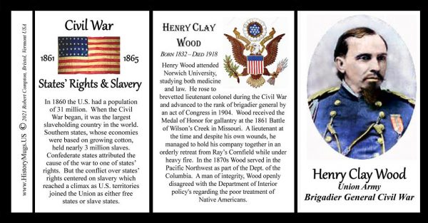 Henry Clay Wood, Brigadier General Union Army, US Civil War biographical history mug tri-panel.