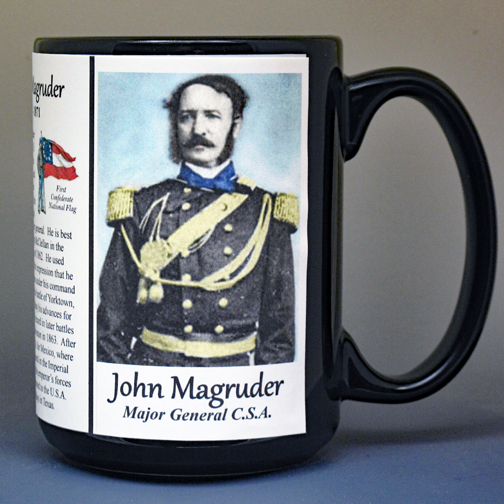John Magruder, Confederate Army, US Civil War biographical history mug.